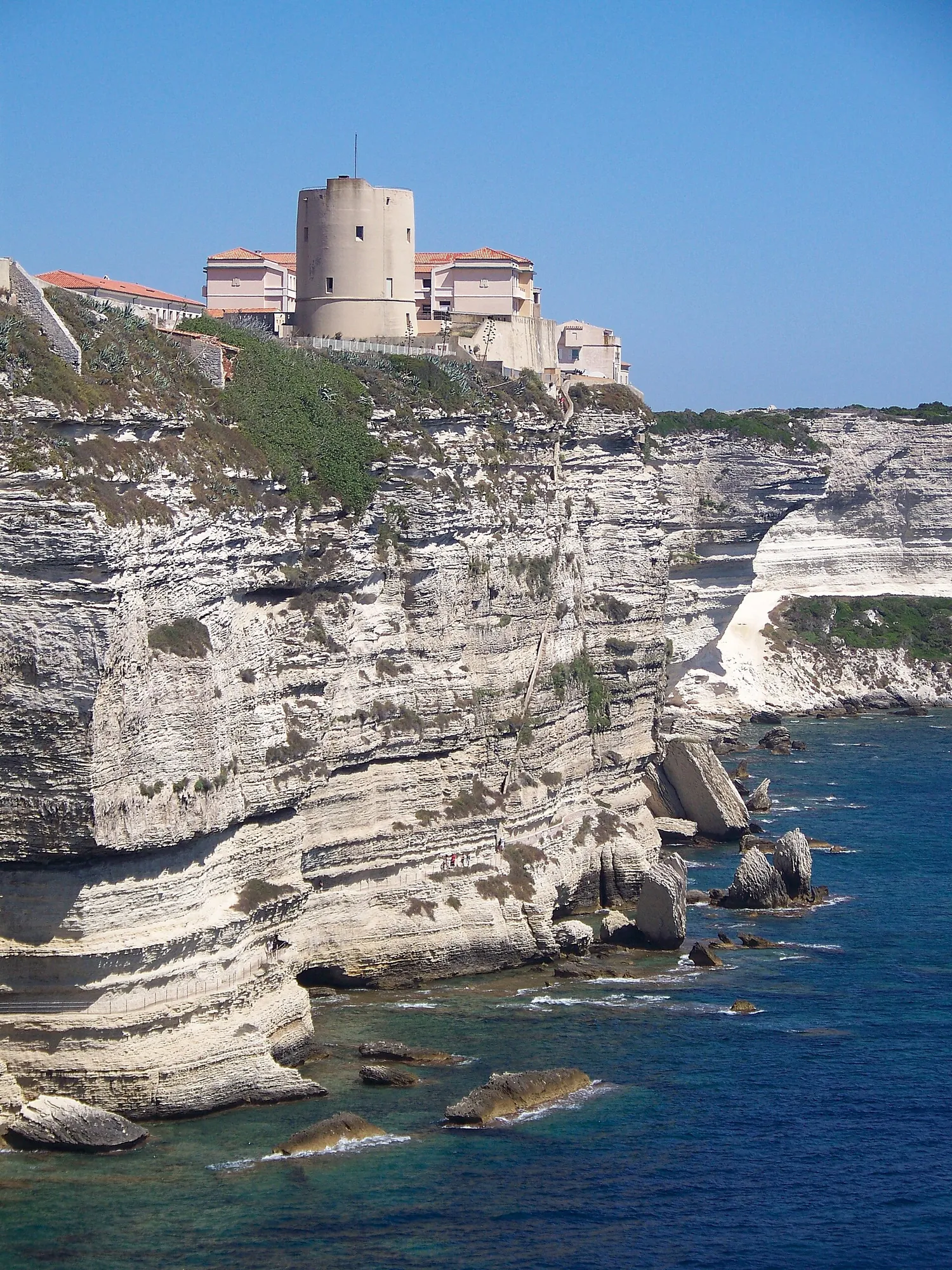 Le falesie bianche di Bonifacio con la cittadella costruita sul bordo